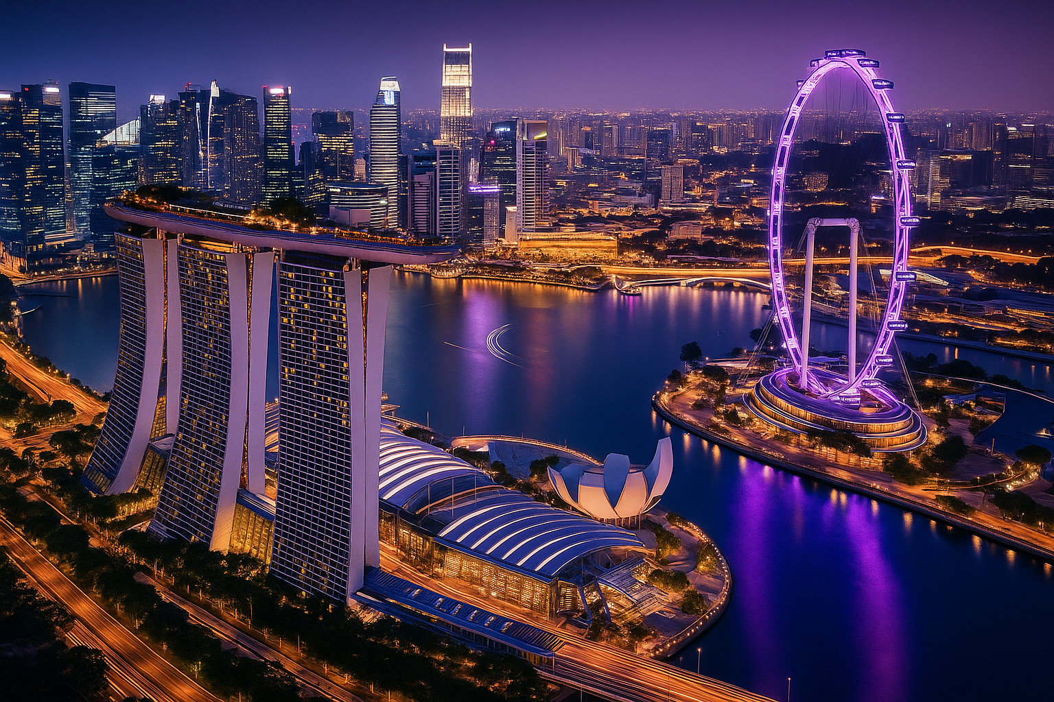 Singapore skyline at dusk